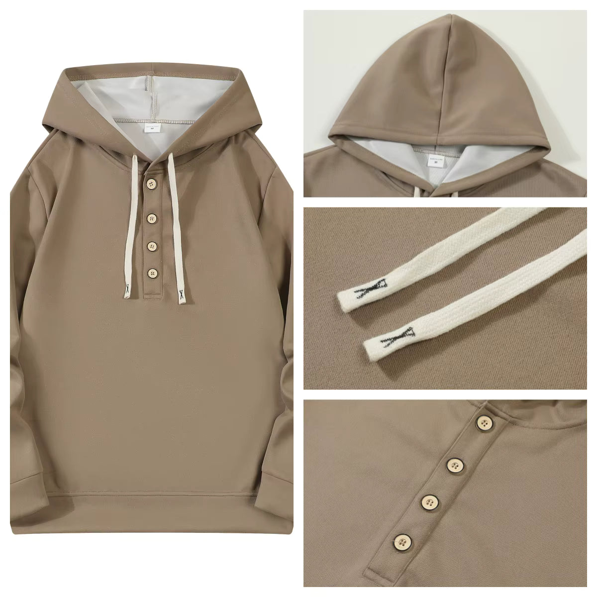 Heren Hoodie met Knopen – Casual & Modern