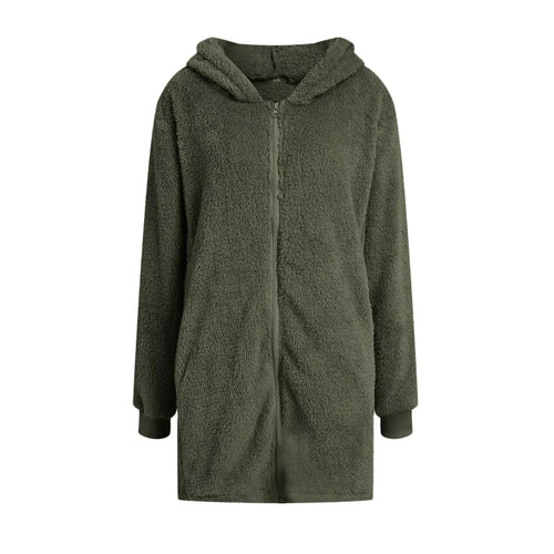 Warme Teddy Coat met Rits