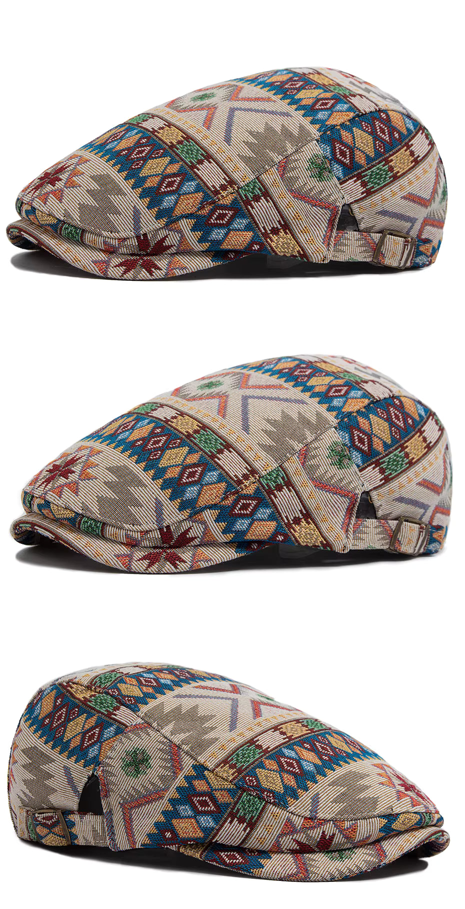 Vintage Print Flat Cap – Kleurrijk & Casual