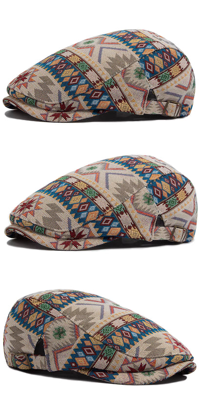 Vintage Print Flat Cap – Kleurrijk & Casual