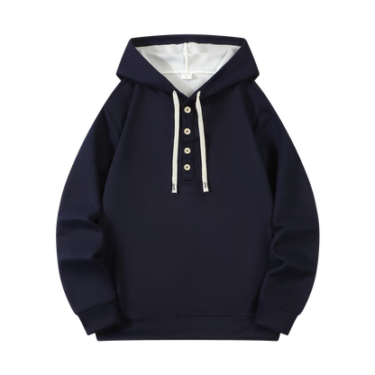 Heren Hoodie met Knopen – Casual & Modern