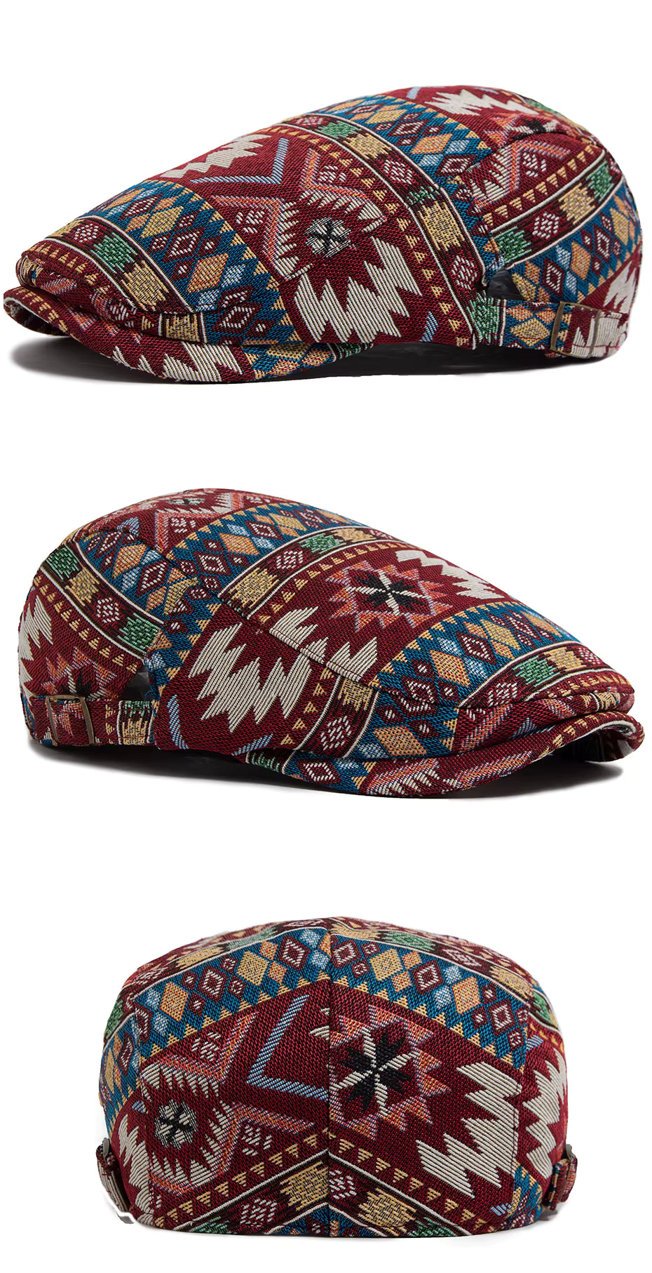Vintage Print Flat Cap – Kleurrijk & Casual