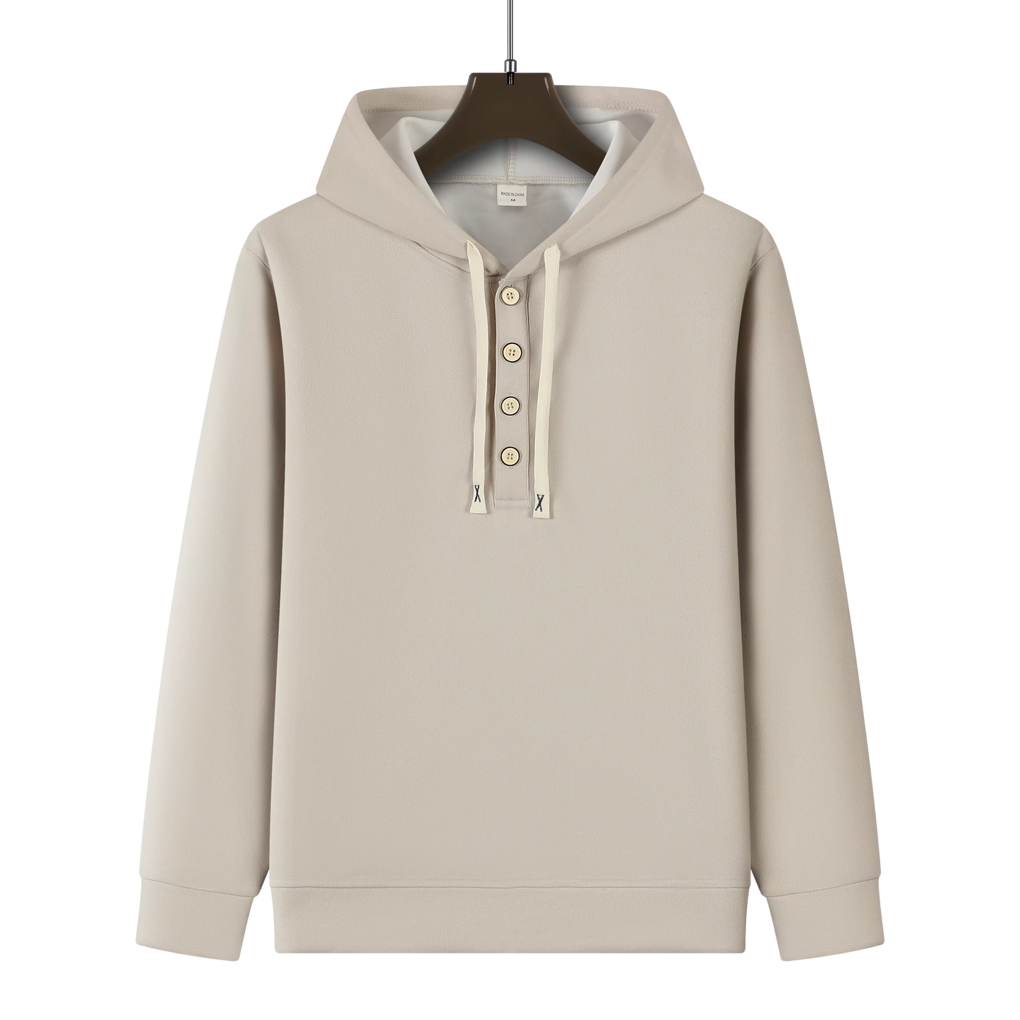 Heren Hoodie met Knopen – Casual & Modern