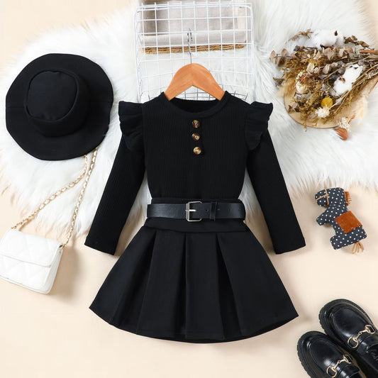 Meisjes 3-Delige Winterset – Jurk, Riem & Hoed