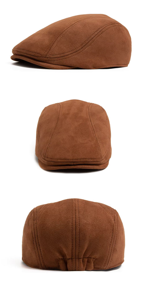 Suède Flat Cap – Vintage Stijl