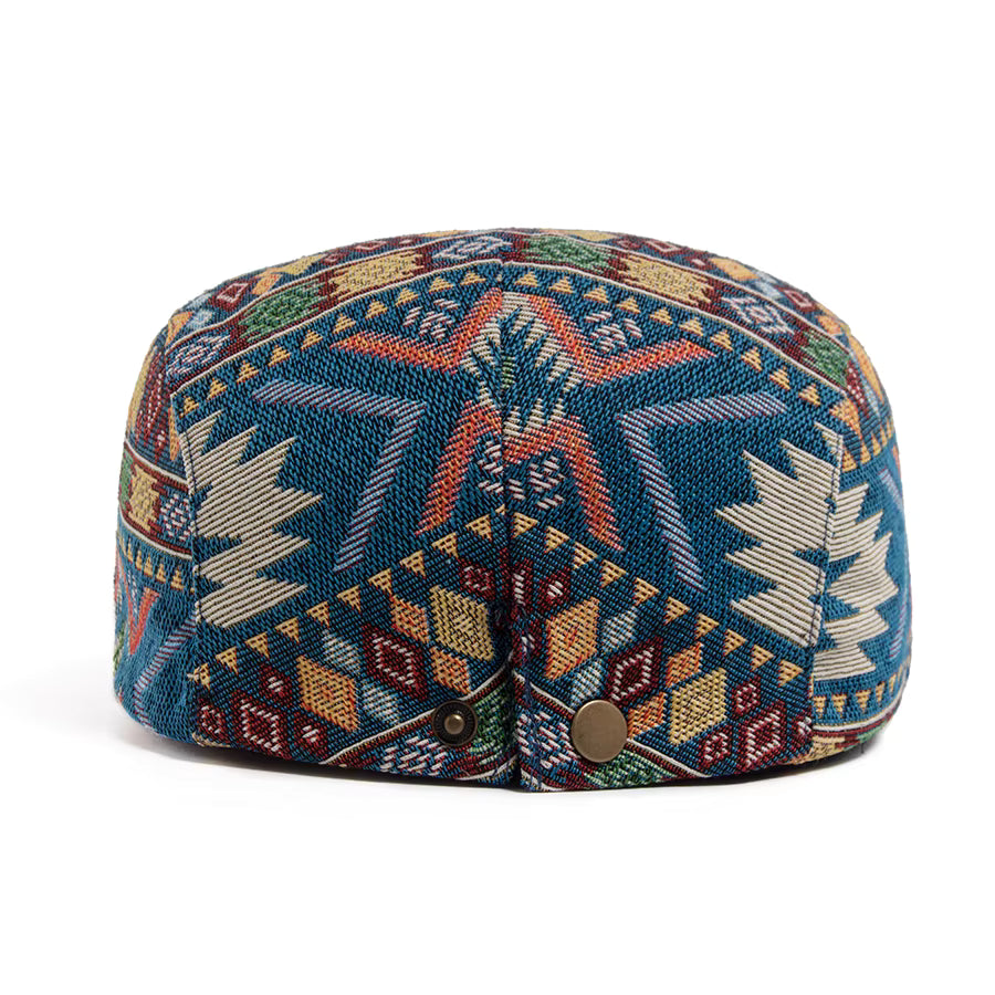Vintage Print Flat Cap – Kleurrijk & Casual