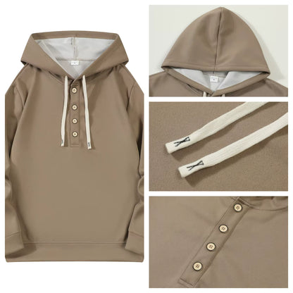 Heren Hoodie met Knopen – Casual & Modern
