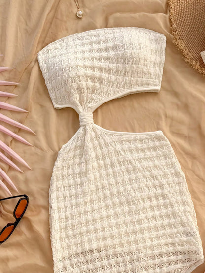 Strapless Maxi Jurk met Cut-Out