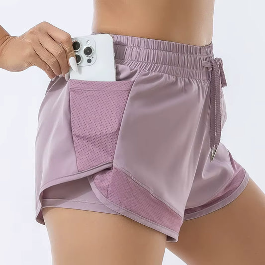 Dames Sportshorts met Hoge Taille & Binnenbroekje